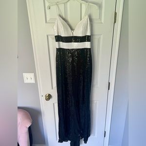 Sherri Hill Black & White Sequin Prom Pageant Gown 8